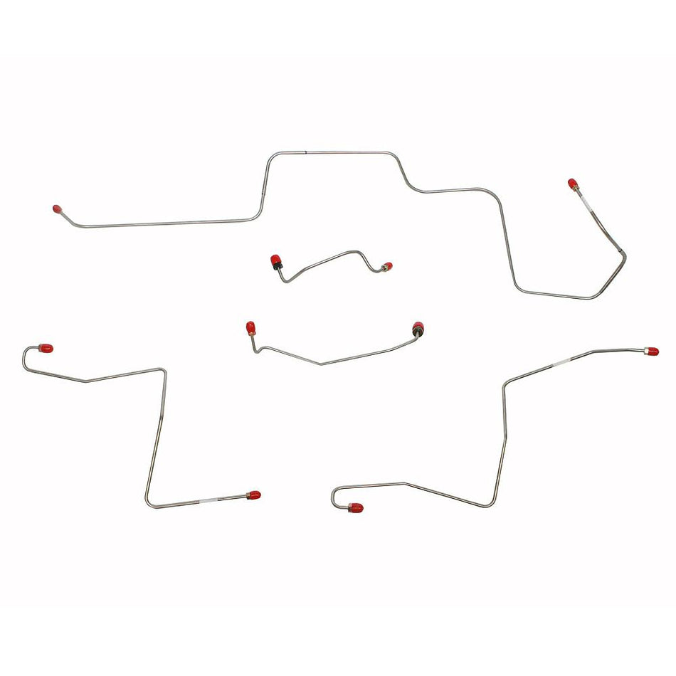 ZKT6705SS- 67-69 Ford Mustang w/ Power Drum Brakes, Front 5pc Brake Line Set; Stainless - SSTubes