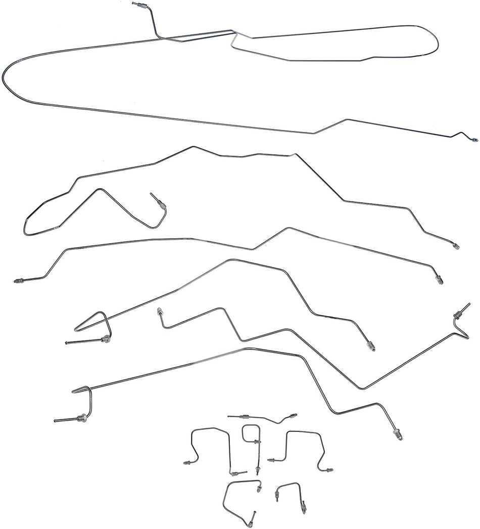 FL919183 - 01-02 Ram 2500/3500 Manual Trans Ext Cab Short Bed with Rear Disc Complete Brake Line Kit; Stainless - SSTubes